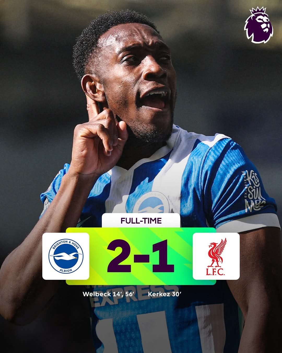 ليفربول يسقط أمام برايتون بالبريميرليج بثنائية داني ويلبيك 1