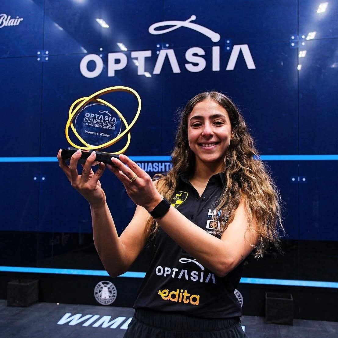 المصنفة الأولى عالميًا هانيا الحمامي تتوج ببطولة أوبتاسيا للإسكواش 1