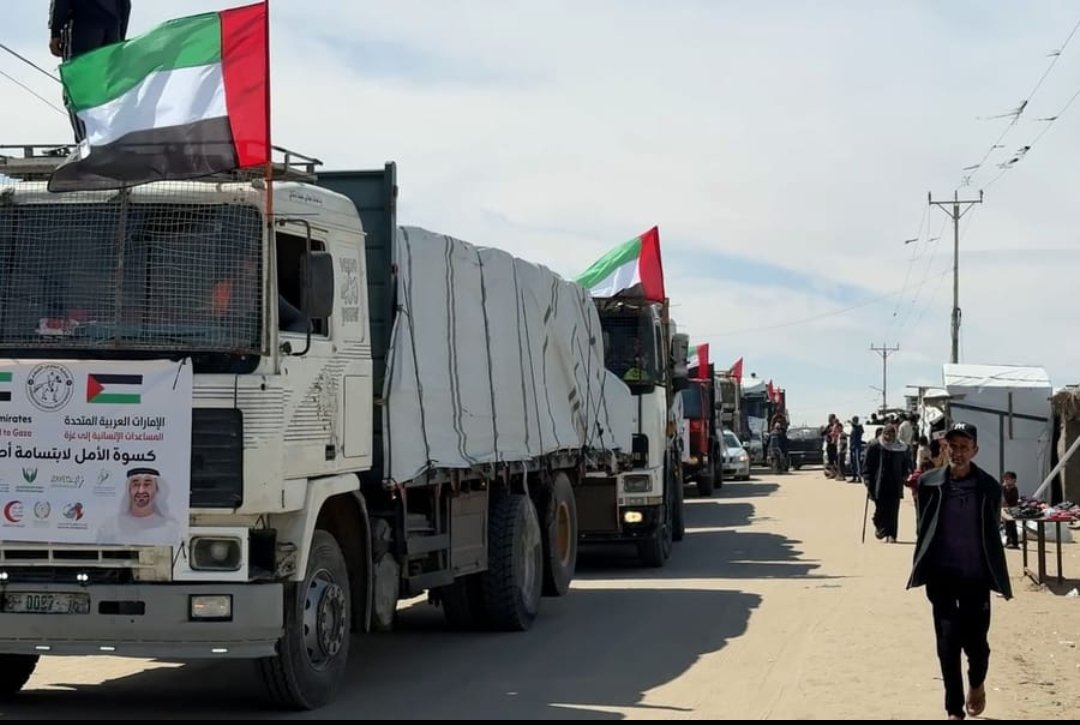 وصول قوافل إماراتية إلى قطاع غزة ضمن عملية "الفارس الشهم 3" لتوفير احتياجات السكان 1